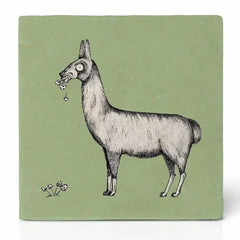 tile coaster natural stone llama print Ligarti