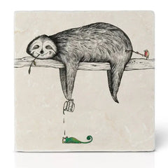 tile coaster natural stone sloth print Ligarti