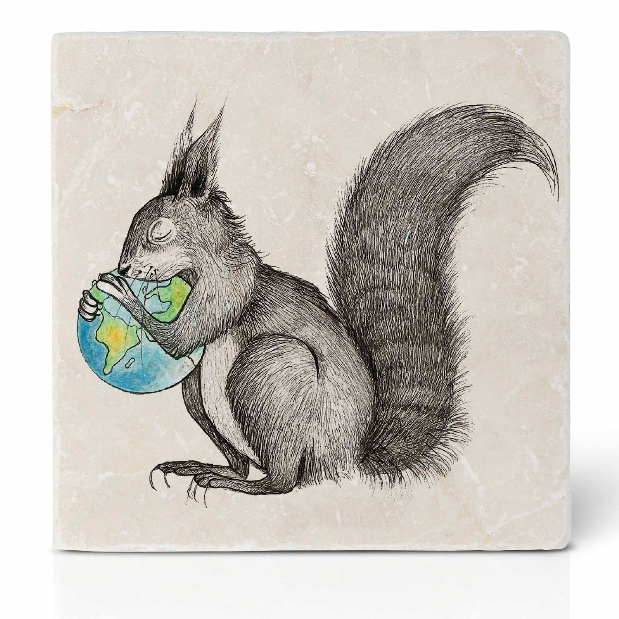 Ligarti Natursteinfliesen-Untersetzer Eichhörnchen