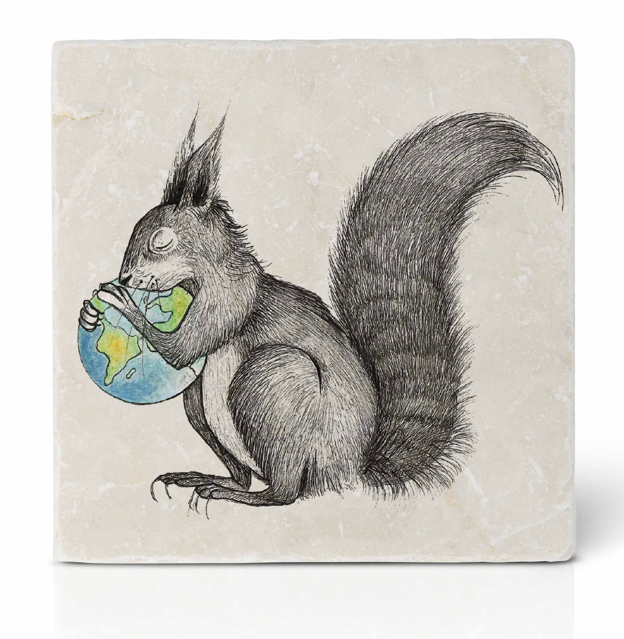 Ligarti Natursteinfliesen-Untersetzer Eichhörnchen