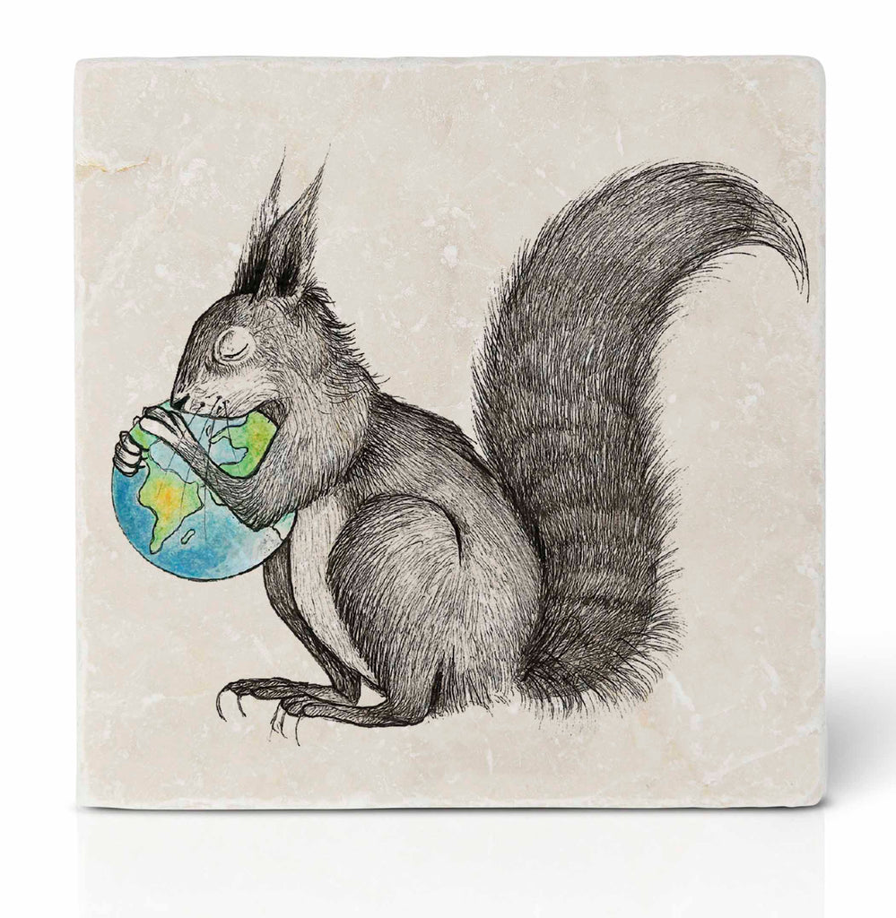 Ligarti natural stone tile coaster squirrel