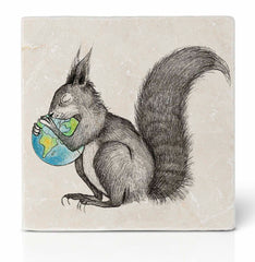 Ligarti natural stone tile coaster squirrel