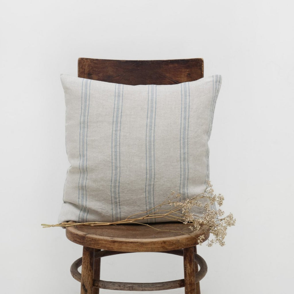 Lines Tales linnen cushion cover 50x50 cm blue stripes rustic