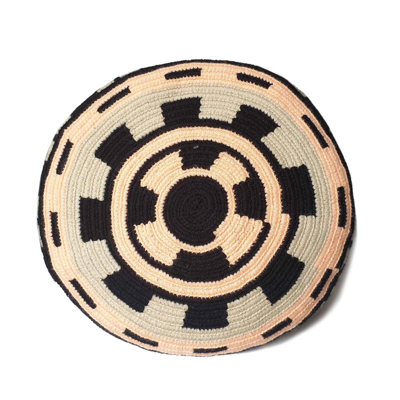 Sac Wayuu bandoulière noir gris rose L