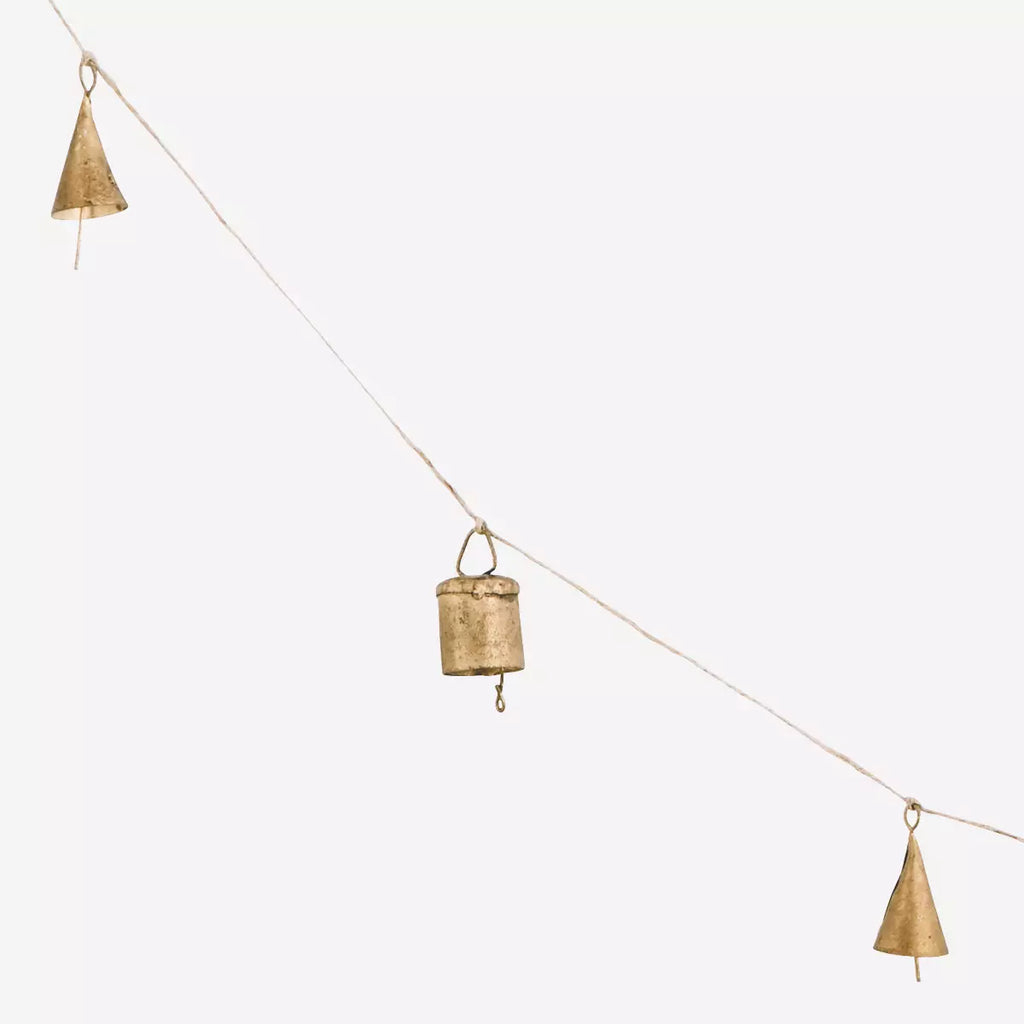 garland with bells antique gold jute pendant