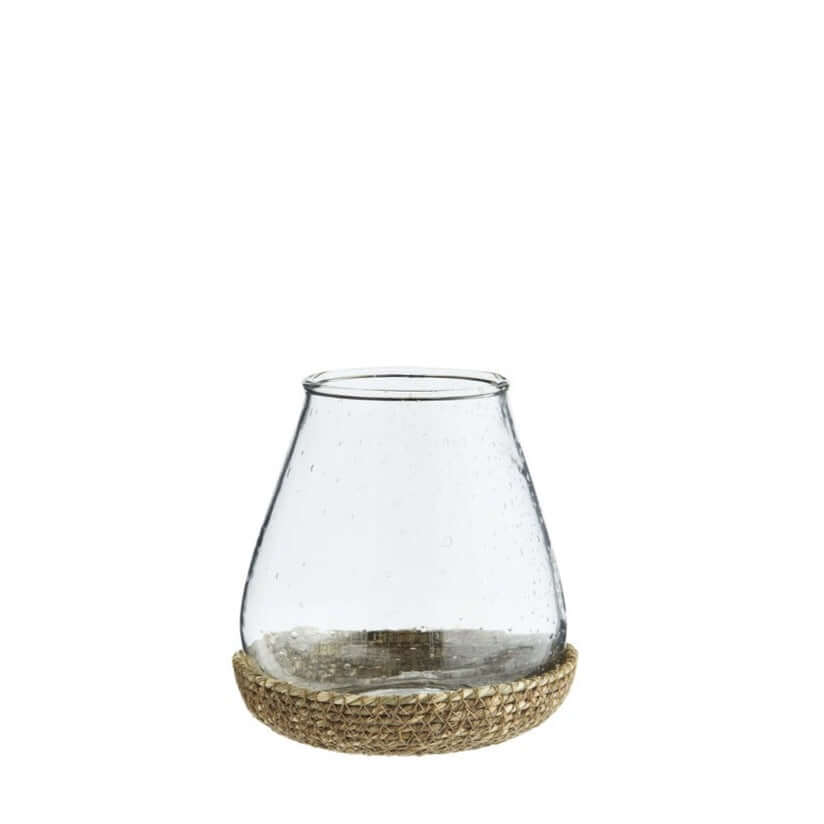 Madam Stoltz glass votive with jute tray