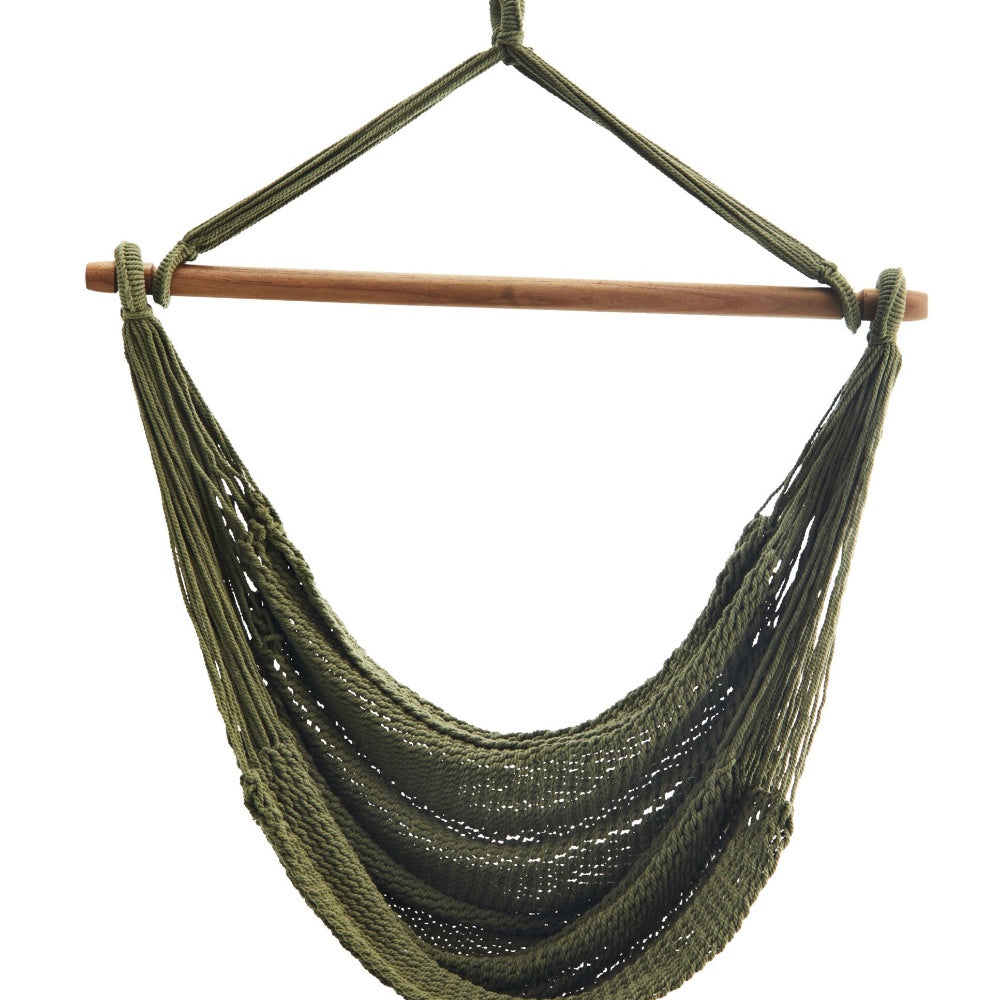 Madam Stoltz hanging chair knitted green
