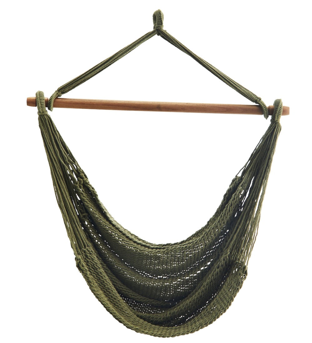 Madam Stoltz hanging chair knitted green