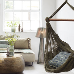 Madam Stoltz hanging chair knitted green