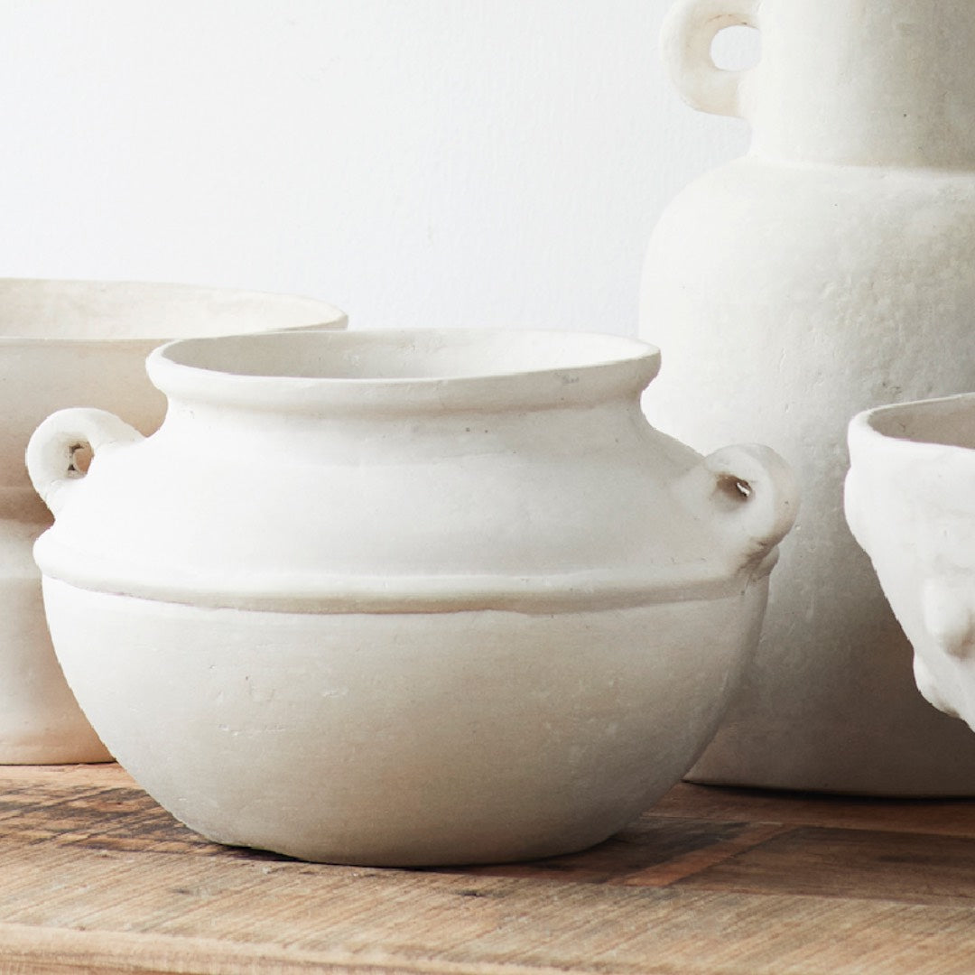 handmade white paper mache pot bowl Madam Stoltz
