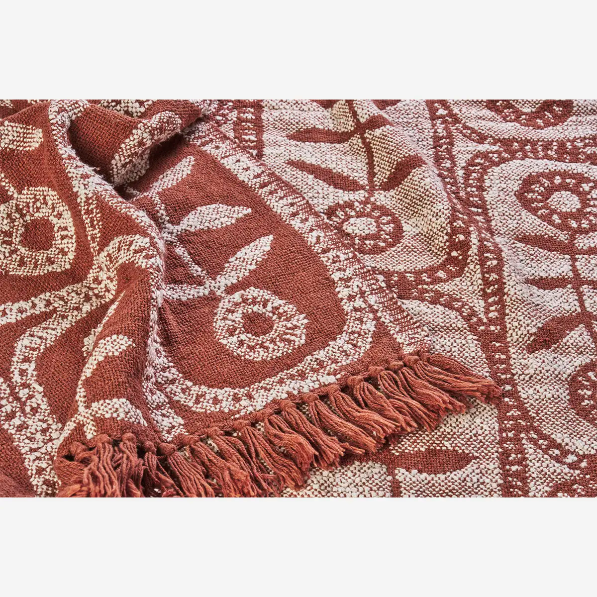 Madam Stoltz reversible recycled cotton throw rust

