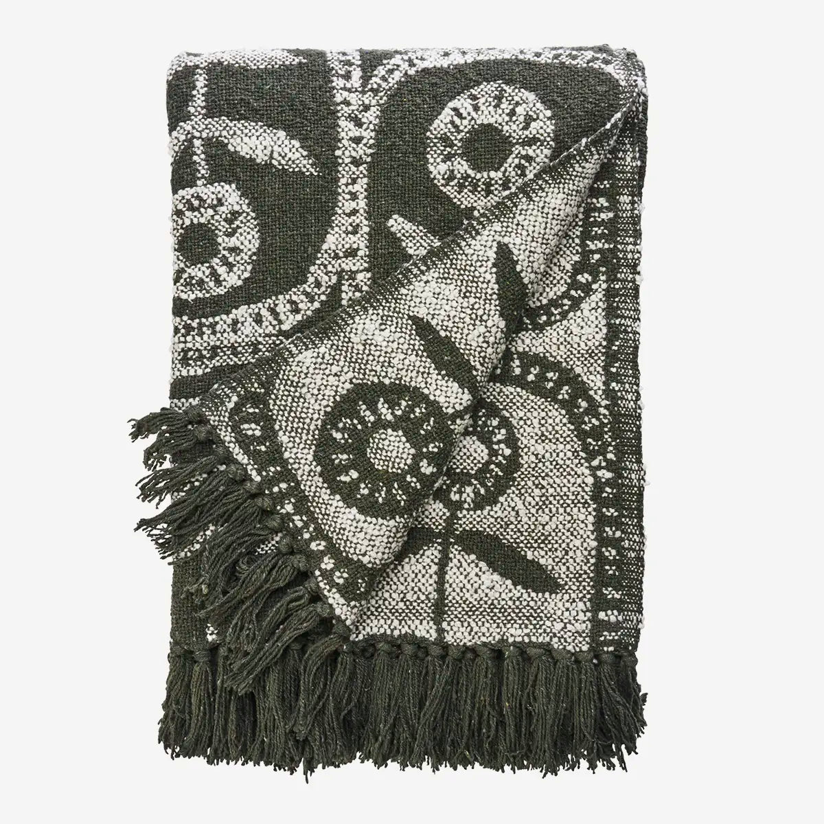 Madam Stoltz reversible throw blanket green