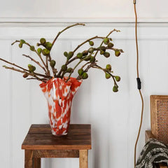 Madam Stoltz rust red white glass vase