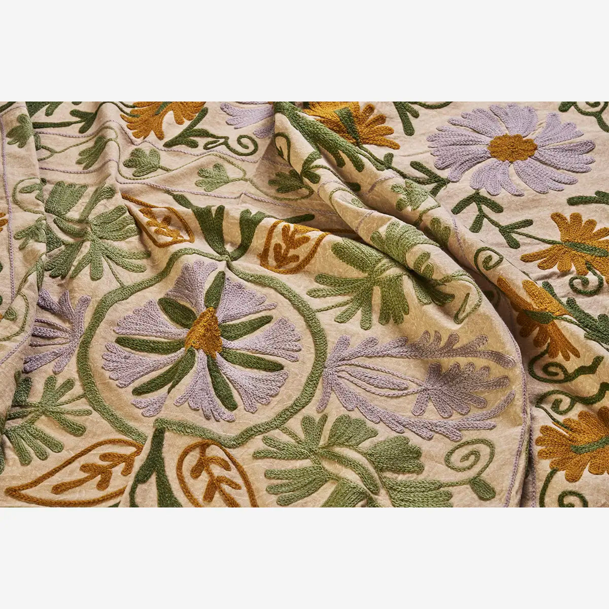 Madam Stoltz Suzani embroidered throw old rose India