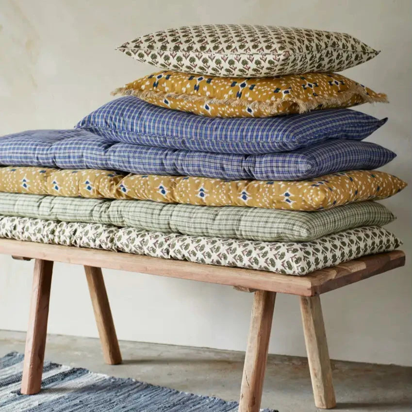 Madam Stoltz bench mattress cushion flower print beige 45x125cm