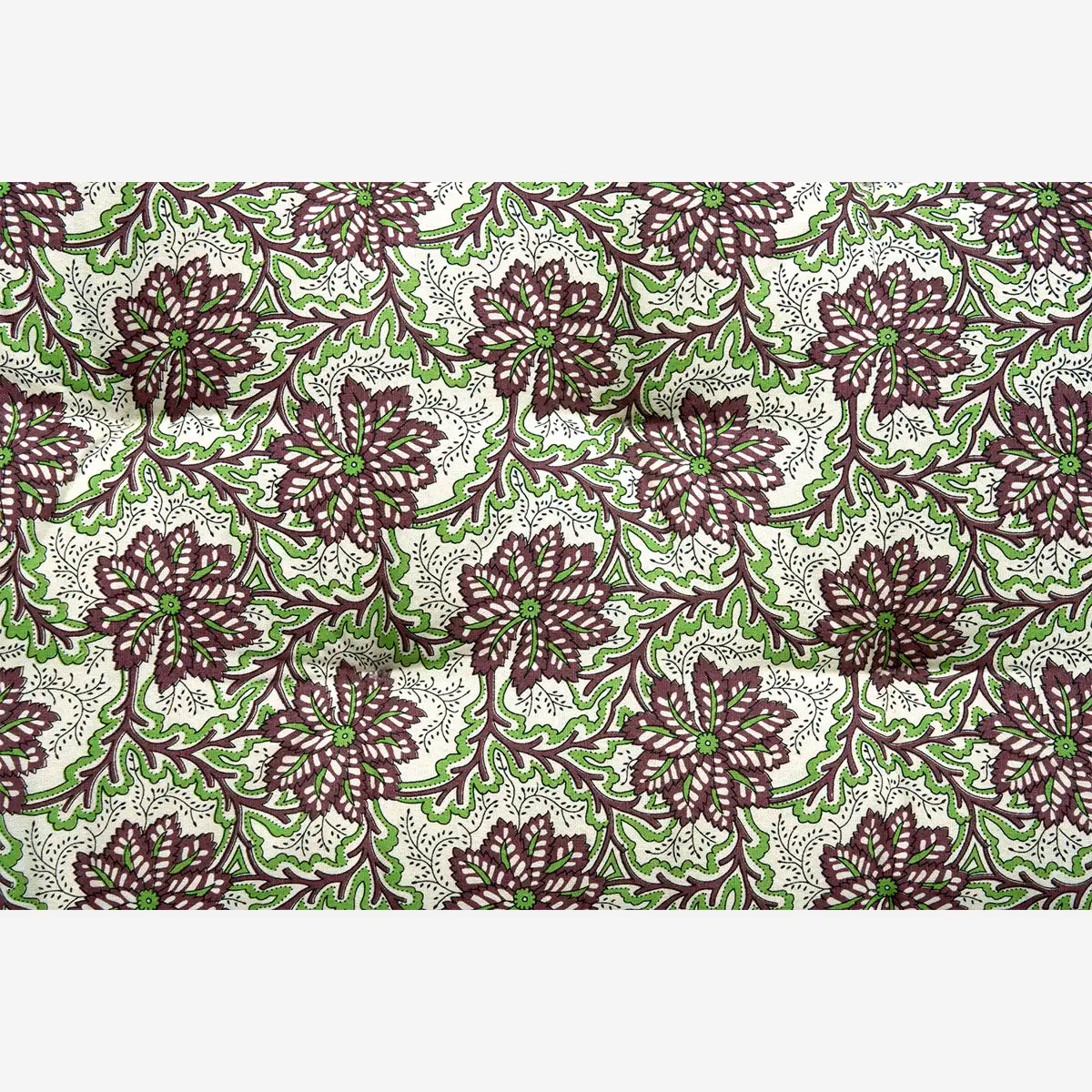 Madam Stoltz bench mattress cushion green brown floral print
