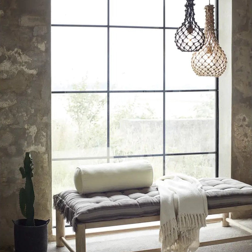 Madam Stoltz bolster cushion velvet ecru