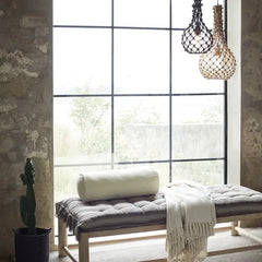 Madam Stoltz bolster cushion velvet ecru