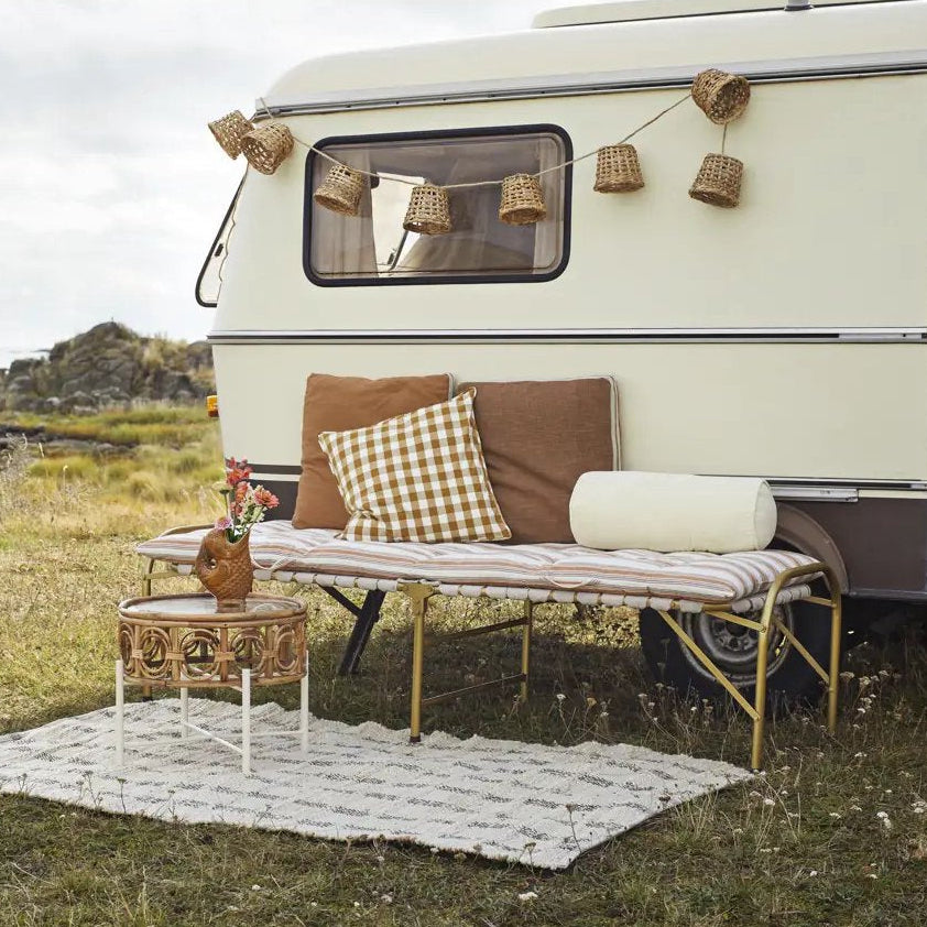 Madam Stoltz bolster cushion velvet ecru