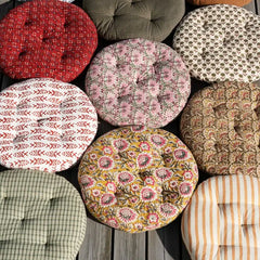Madam Stoltz chair pads Indian print and stripes