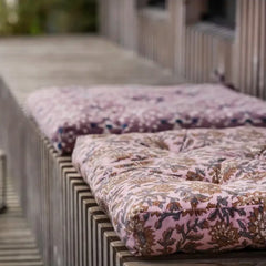 Madam Stoltz cotton chair pad pink flowers