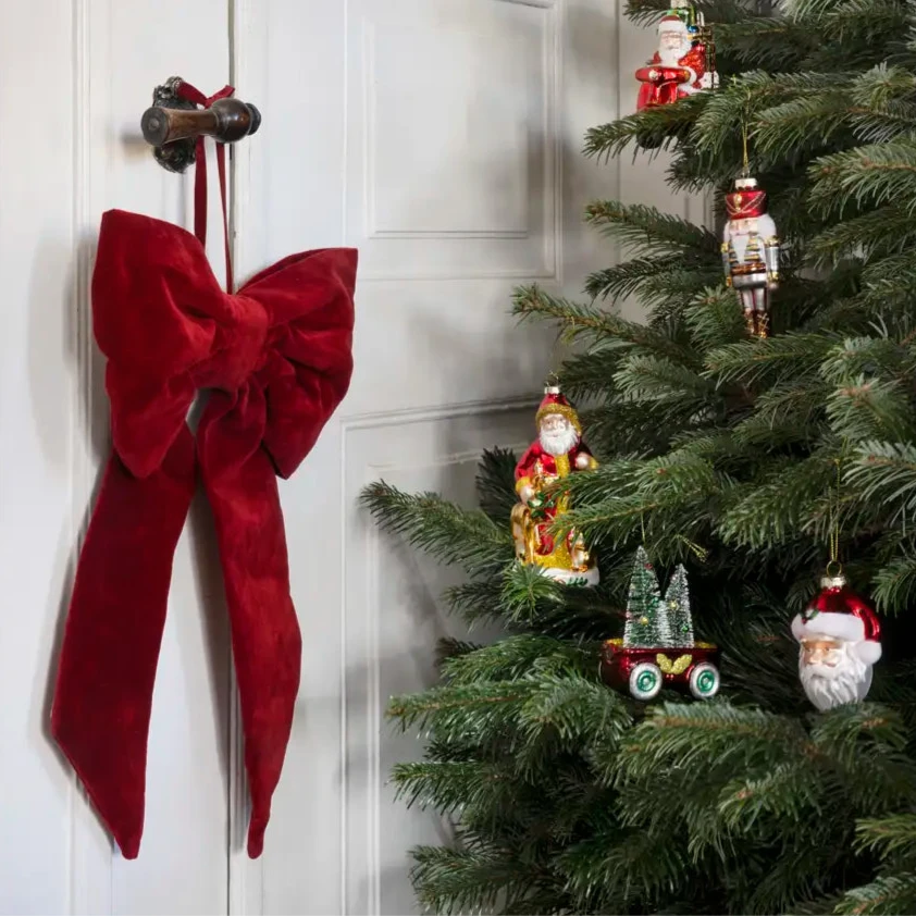 Madam Stoltz red cotton velvet bow Christmas
