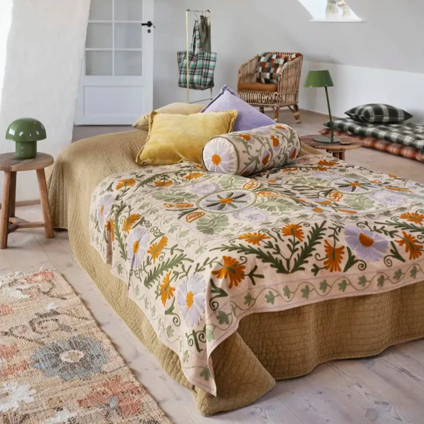 Madam Stoltz embroidered Suzani bedroom stying