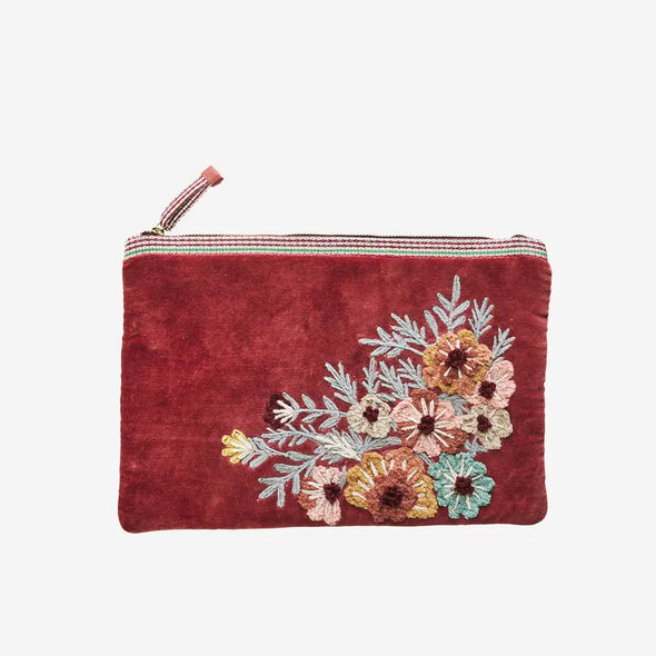 Madam Stoltz embroidered velvet iPad sleeve syrah red