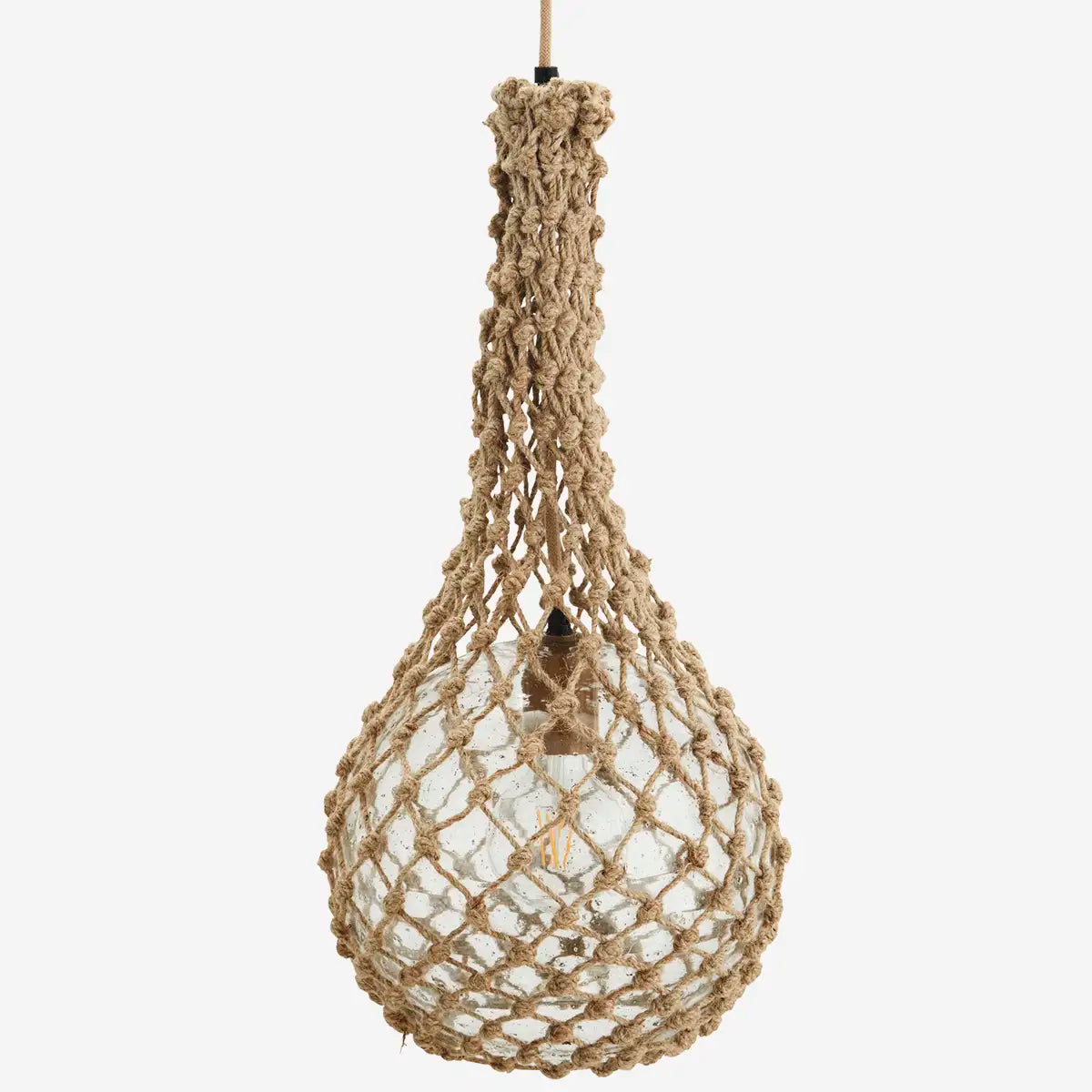 Madam Stoltz glass ceiling lamp with jute net