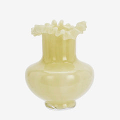 Madam Stoltz glass vase ruffled edge honey