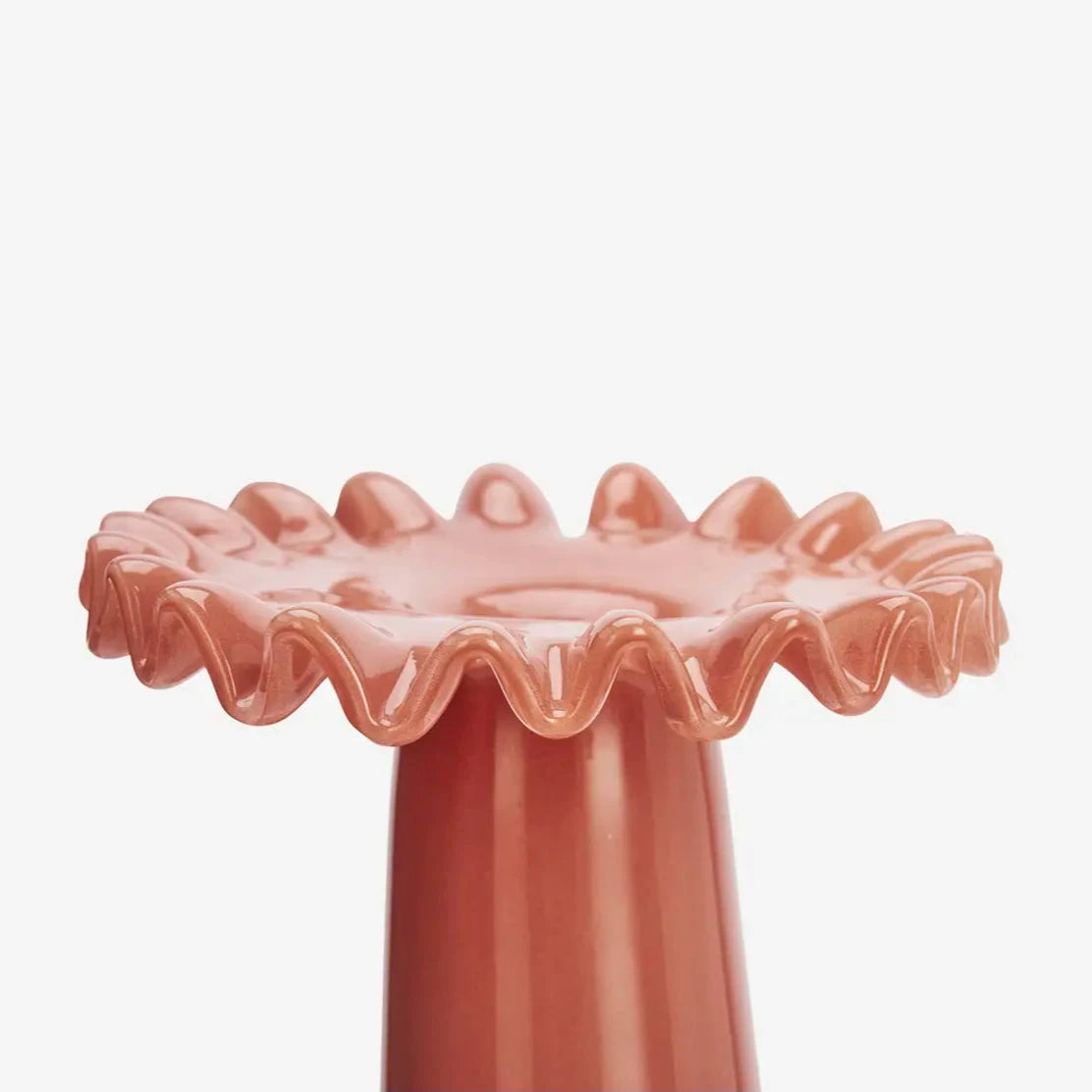 Vase en verre Madam Stoltz bord ondulé paprika style art déco