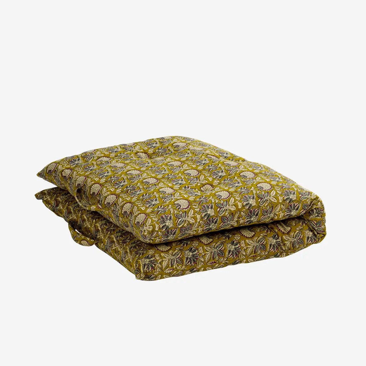 Madam Stoltz mattress cushion 60x100cm curry print