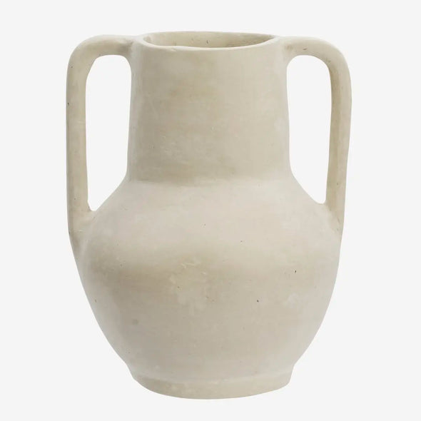 Madam Stoltz paper mache vase natural white