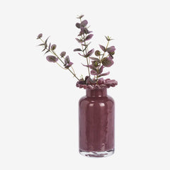 Madam Stoltz plum glass vase ruffled edge