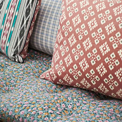 Madam Stoltz printed cotton mattress cushion green flowers 70x180cm