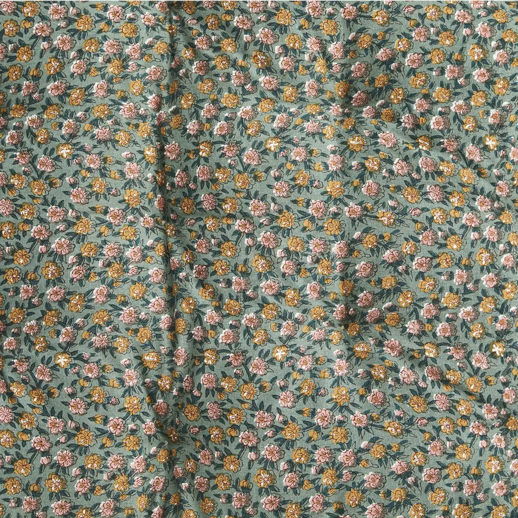 Madam Stoltz printed cotton mattress green flowers close-up 70x180cm