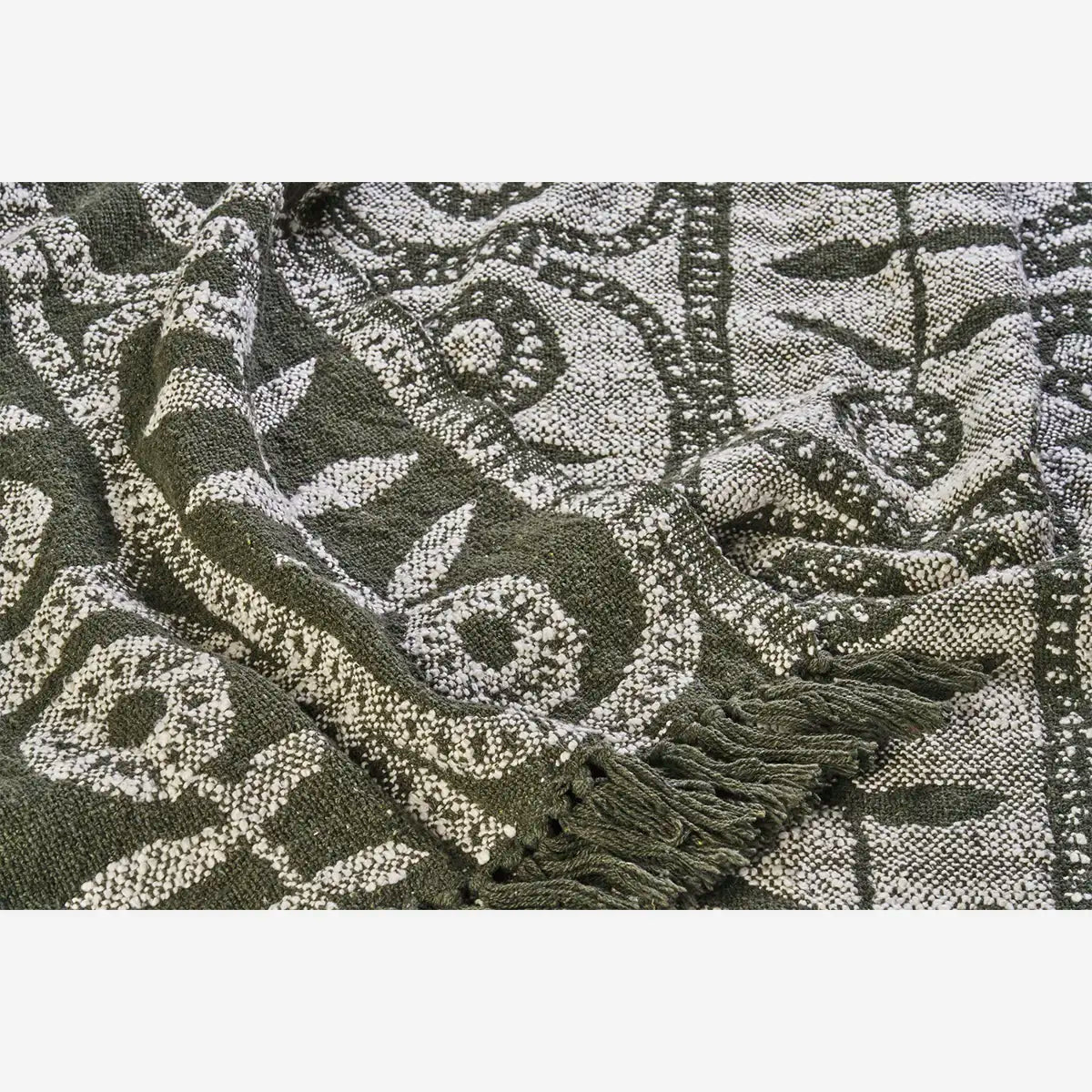 Madam Stoltz reversible throw blanket green