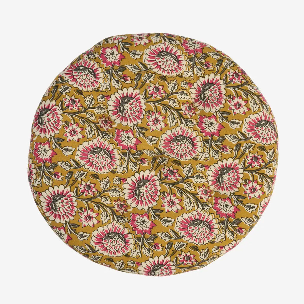 Madam Stoltz round chair pad flower print