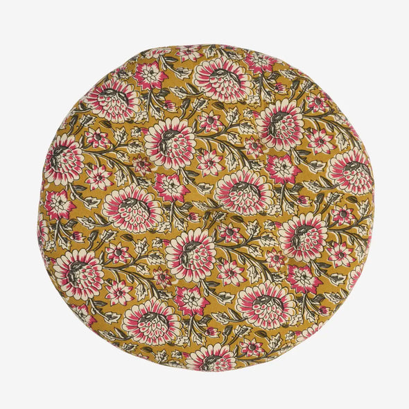 Madam Stoltz round chair pad flower print