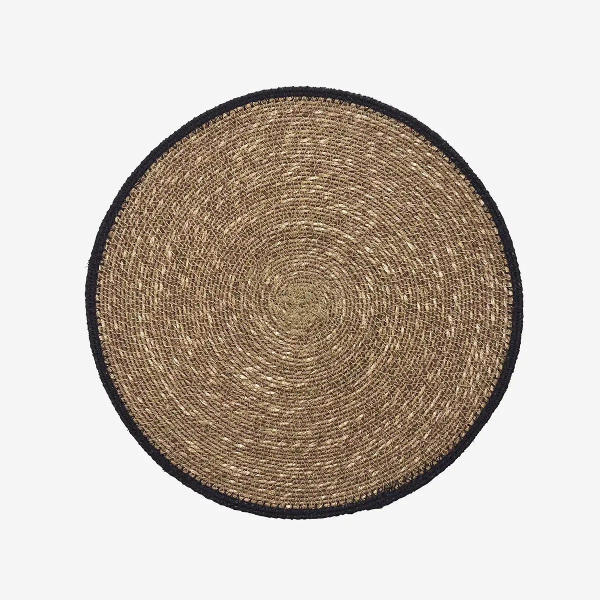 Madam Stoltz round seagrass placemat black border