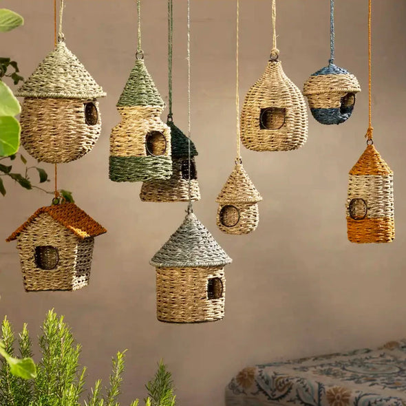 Madam Stoltz collection of seagrass birdhouses