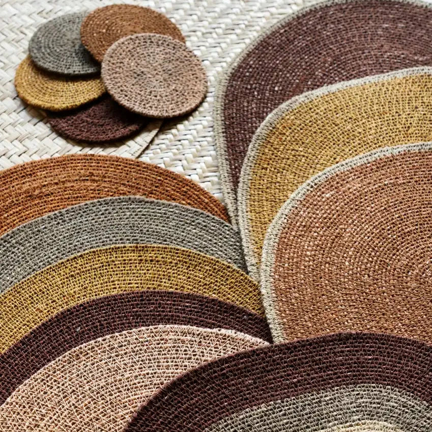 Madam Stoltz seagrass coasters and placemats