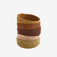 Madam Stoltz seagrass mini bowl earth tones stacked