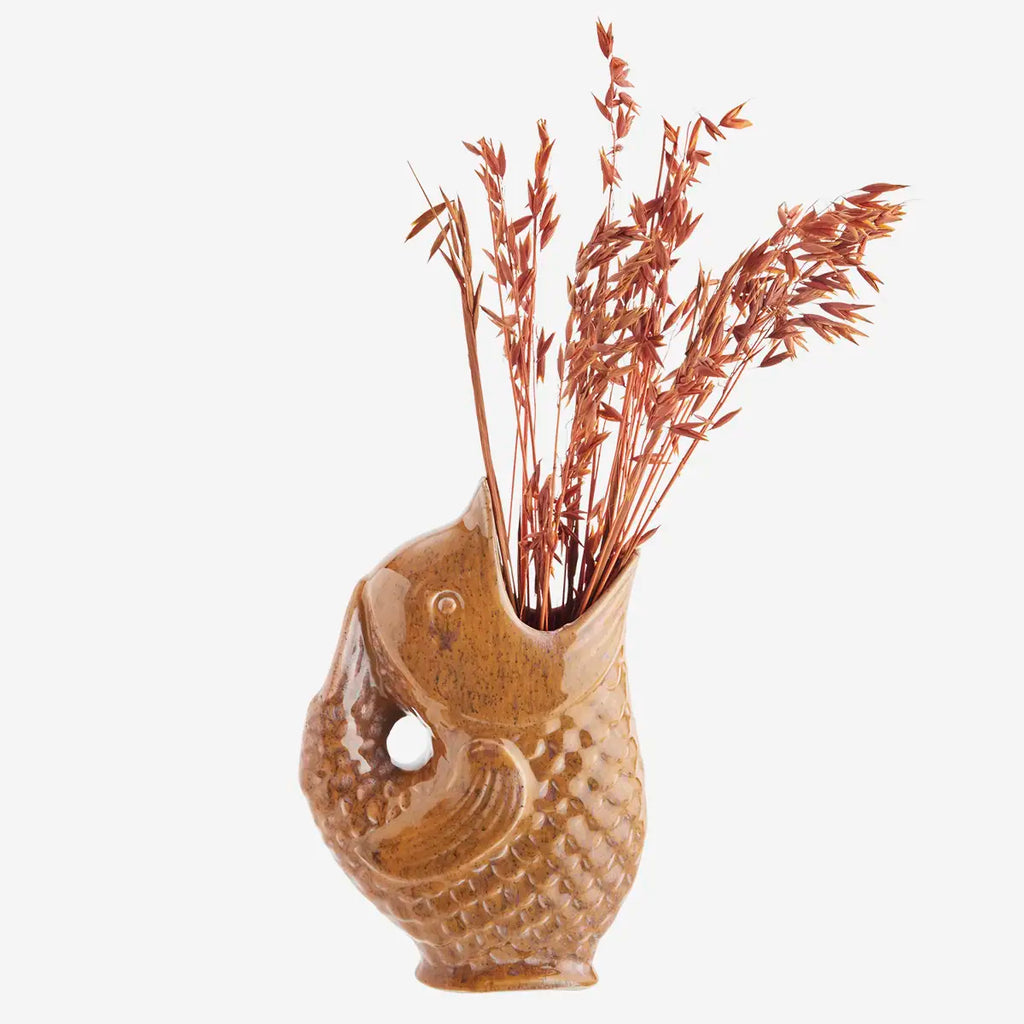Madam Stoltz stoneware vase fish water jug golden orange