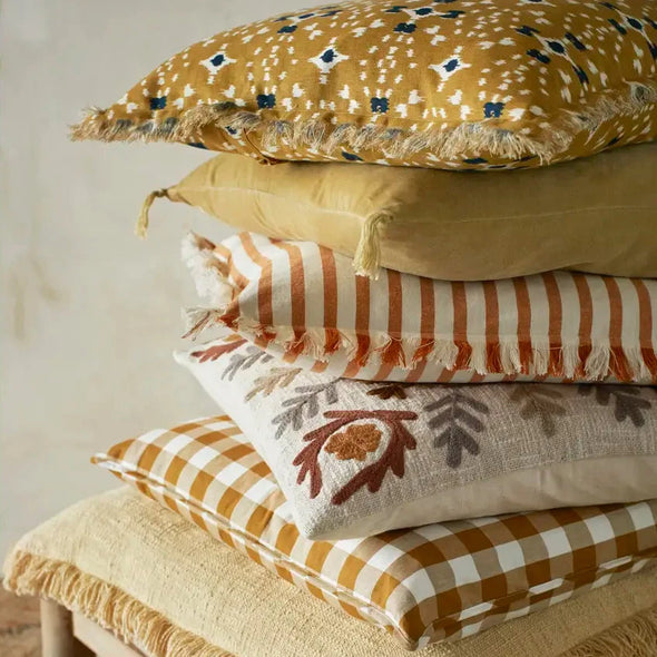 Madam Stoltz suzani embroidered cushion cover off white brown