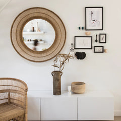 round Malawi mirror natural rattan 75cm