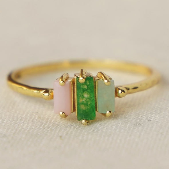 Mujajuma ring roze groen gemstones goud