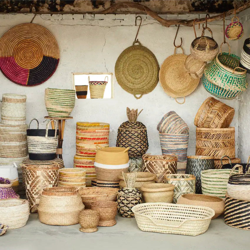 Natürliche Gras-Hundekörbe - Set von 2