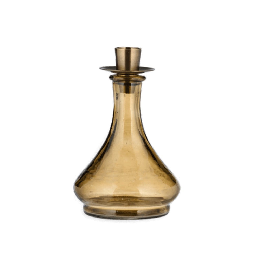 Nkuku Sirsa glass candlestick bottle candle holder sepia tapered