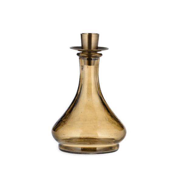 Nkuku Sirsa glass candlestick bottle candle holder sepia tapered